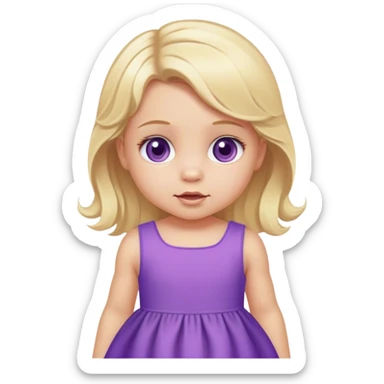 purple dress blond  baby girl  with cream eyes sticker