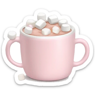 Light Pink mug of hot chocolate with marshmallows  sticker