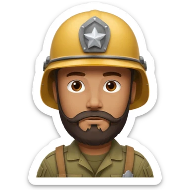 Soldier with thick brown beard and helmet.





























 sticker