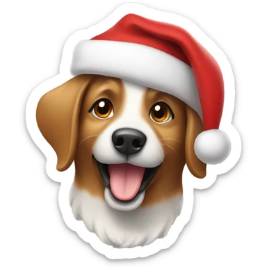 Happy dog wearing santa hat sticker