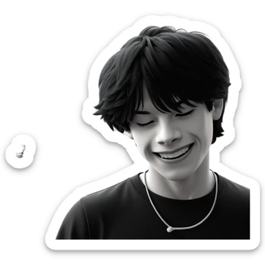 smiling boy in monochrome shirt sticker