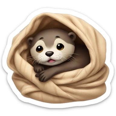 otter cozy in blanket sticker