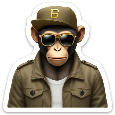 Monkey with sunglasses with hat nike sticker