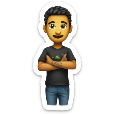 Coder with 'trishul' tattoo on right hand sticker