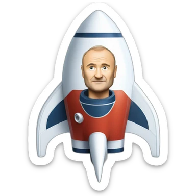 Phil collins as a rocketship sticker