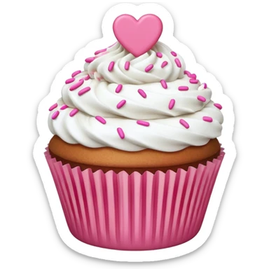 Valentine’s Day themed cupcake with white icing and sprinkles sticker