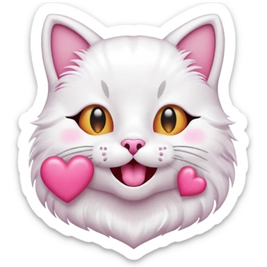 pop cat with its mouth open, a heart pops out with each pop sticker