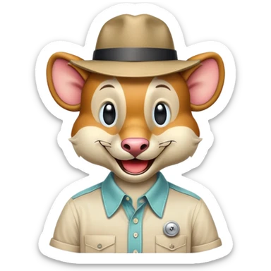 retro 1950s anthropomorphised animal head sticker