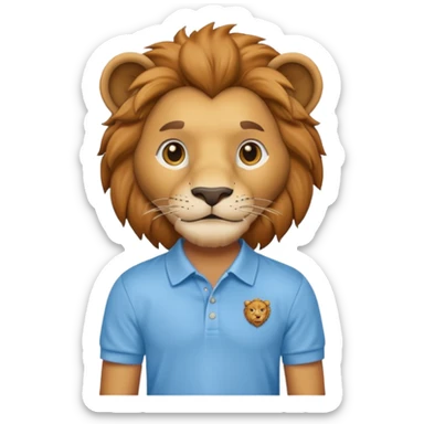 un leon con polito celeste caricatura sticker