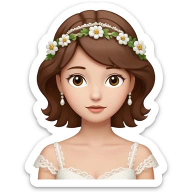 Blonde skin bride with brown hair with a chin on her face sticker