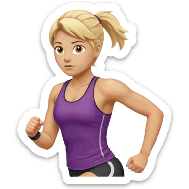 create a stocky female runner with blonde hair sticker