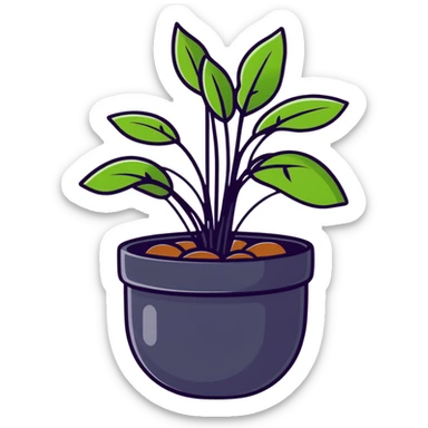 Young Plectranthus Verticillatus sprouts with perfectly circular penny-shaped leaves in a modern metallic planter sticker