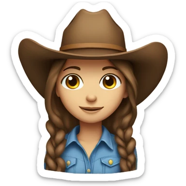 Brown haired blue eyed girl in a cowboy hat sticker