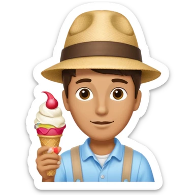 hat wearing ice cream vendor sticker