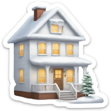 cozy white Christmas house sticker