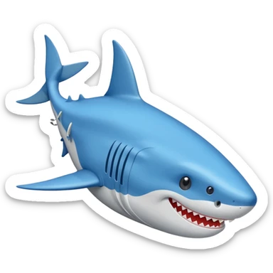 Un tiburón con unas zapatillas azules  sticker