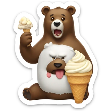 A bear eating ice cream sticker