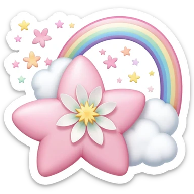 Cute Pastel pink and white Cherry Blossom Sakura Starburst Shooting Star Rainbow sticker
