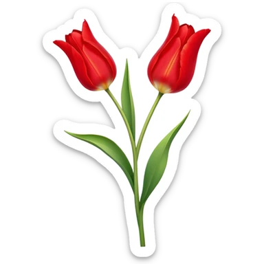 ​Cinematic Realistic Tulip, depicted as a single, exquisitely detailed bloom with vibrant red petals and a delicate stem, softly illuminated by natural light that highlights its graceful beauty and elegant form, sticker
