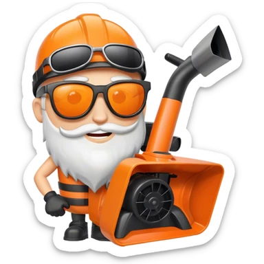 Orange Snowblower cartoon character with sunglasses sticker