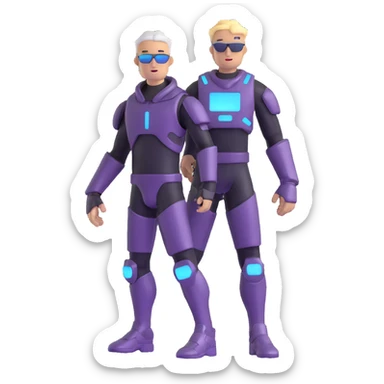 cyber y2k guy with metallic clothing and digital accessories sticker