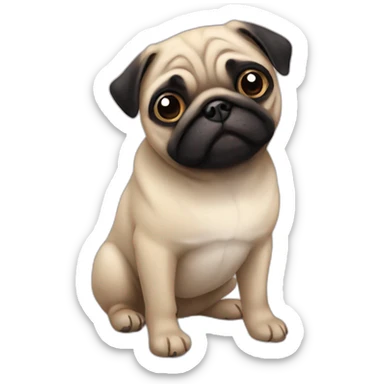 pug with black heart sticker