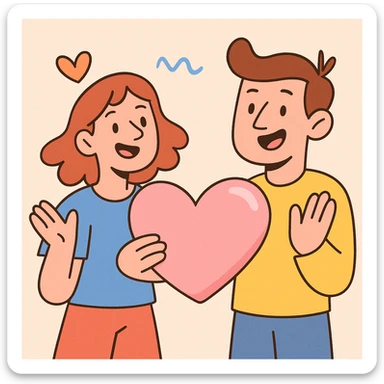 light pink heart, slightly puffy, soft shadow, playful and inviting sticker