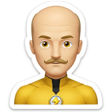 dc sinestro yellow outfit with mustache and balding head sticker
