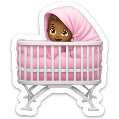 Baby in pink crib sticker