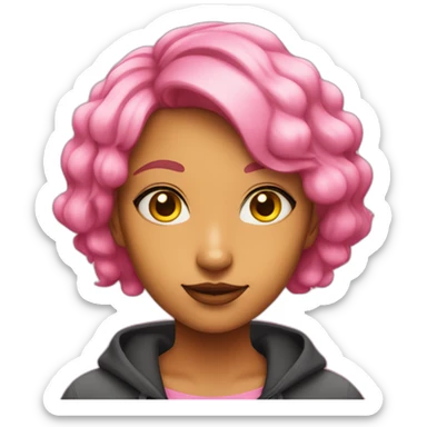 Mina is a teenage girl with bright pink skin, black and yellow eyes, and short pink hair with yellow antennae. sticker