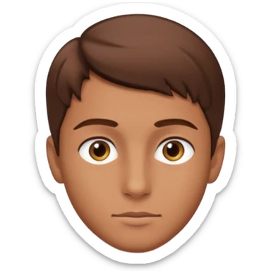 young man with smooth skin, bright eyes, brown hair, head only sticker