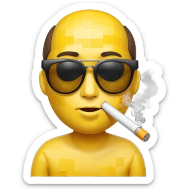 emoji face wearing pixelated 'thug life' sunglasses and a cigarette in its mouth sticker