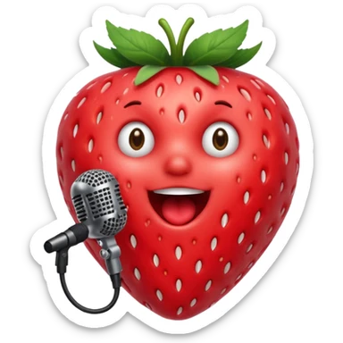 Singing Strawberry who is singing to a mic sticker