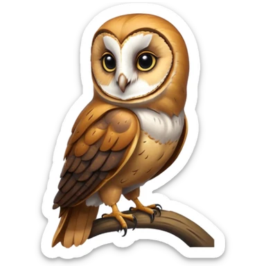 Dark barn owl with golden brown chest sticker
