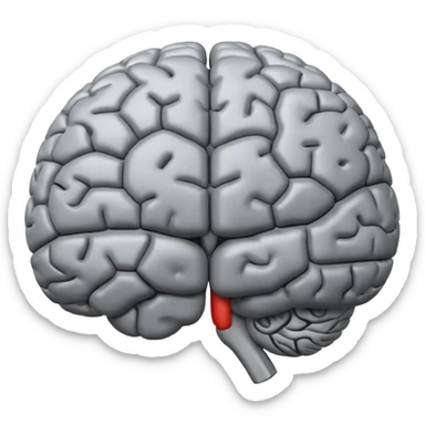 emoji icon of a brain with details of the brain structure and in detailed 3d rendring sticker