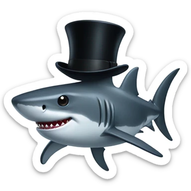 Shark with a top hat sticker