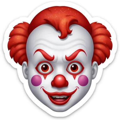 red glitter clown with the retarded facial expression sticker