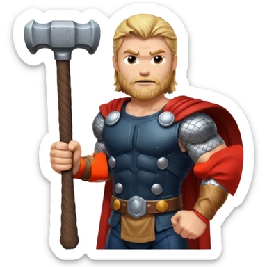 Thor emoji with hammer sticker