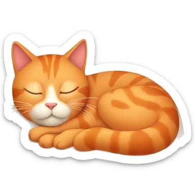 Red cat sleeps curled up in a ball sticker