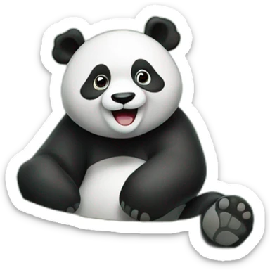 a happy panda with a forest backround sticker