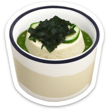 Mashed tofu with sliced cucumbers and brewed seaweed flakes sticker