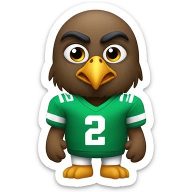 Small eagle with frown face and fat belly and green football jersey sticker