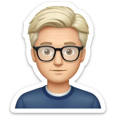 Laki laki ganteng berkacamata. Kulitnya putih, rambut depannya agak berdiri sticker