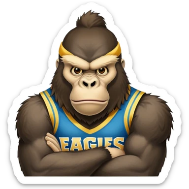 king kong  wearing eagles sleeveless jersey blue and yellow  sticker