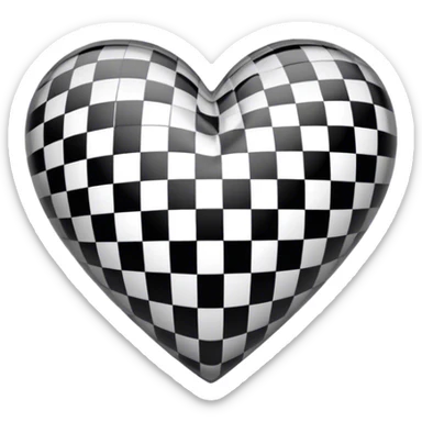 Black and white checkered heart sticker