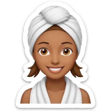 Mujer morena con en toalla en la cabeza sticker