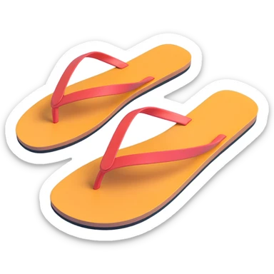 Thin sandal sole with minimal detail, 3D iPhone emoji style, matching the angle of the reference image, viewed from the bottom. sticker