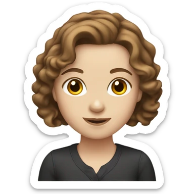 White girl with wavy brown bob hair  sticker