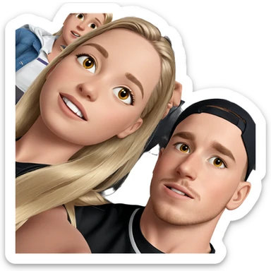 blonde girl with boys portrait sticker