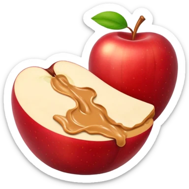 sliced apple with peanutbutter sticker
